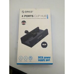 ORICO 4 Port USB 3.0 Hub Clip Mount with 5V 2A Power Adapter for PC Laptop